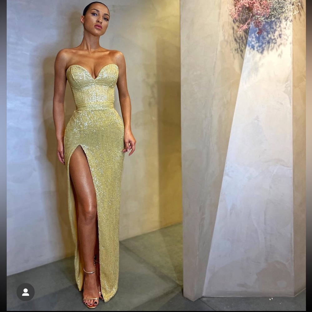 Lia Stublla yellow sequin dress